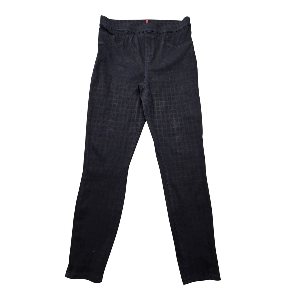 SPANX Leggings Womens L Blue Check High Rise Jegging Pockets‎ Stretch Ankle